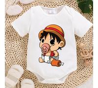 Combinaison de bébé One Piece, vêtements en coton pour nouveau-né, combinaison mignonne à l'effigie de Luffy, combinaison pour ramper, combinaison douce pour la peau, cadeau HZW667 Sticker 5CM