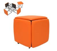 Combinaison de chaise canapé empilable 5 en 1, tabouret ottoman empilable avec roulettes pivotantes, canapé cube, repose-pieds mobile pour salon, 46 x 46 x 48 cm (orange)