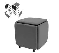 Combinaison de chaise canapé empilable 5 en 1, tabouret ottoman empilable avec roulettes pivotantes, canapé cube, repose-pieds mobile pour salon, 46 x 46 x 48 cm (gris)