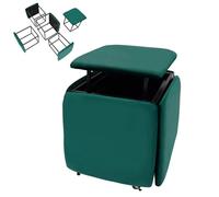 Combinaison de chaise canapé empilable 5 en 1, tabouret ottoman empilable avec roulettes pivotantes, canapé cube, repose-pieds mobile pour salon, 46 x 46 x 48 cm (vert)