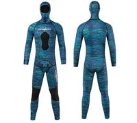 Combinaison De Chasse sous-Marine en Néoprène De 3Mm avec Cagoule, 2 Pièces Camouflage avec Protection Thoracique pour La Plongée en Apnée, La Natation Et La Chasse dans l'eau Froide,M