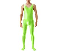 Combinaison de compression pour homme - Effet mouillé - T-shirt de compression Rashguard - Manches longues - En latex - Avec pantalon de compression - Pour le fitness, la gym, le yoga, T vert., M