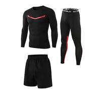 Combinaison de Compression pour Hommes Ensemble de vêtements de Sport 3 pièces Combinaisons de Course à Pied à séchage Rapide sous-vêtements Collants de Gymnastique Top Couche de Base et Pantalon