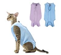 Combinaison de convalescence 2 pièces pour chat - Combinaison de convalescence chirurgicale respirante pour chat après une chirurgie - Cône alternatif de honte contre l'usure des plaies abdominales
