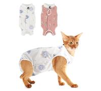 Combinaison de convalescence 2 pièces pour chat - Combinaison de convalescence chirurgicale respirante pour chat après une chirurgie - Cône alternatif de honte contre l'usure des plaies abdominales