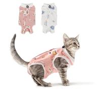 Combinaison de convalescence 2 pièces pour chat - Combinaison de convalescence chirurgicale respirante pour chat après une chirurgie - Cône alternatif de honte contre l'usure des plaies abdominales
