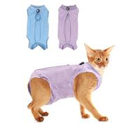Combinaison de convalescence 2 pièces pour chat - Combinaison de convalescence chirurgicale respirante pour chat après une chirurgie - Cône alternatif de honte contre l'usure des plaies abdominales