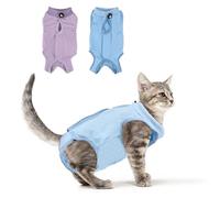 Combinaison de convalescence 2 pièces pour chat - Combinaison de convalescence chirurgicale respirante pour chat après une chirurgie - Cône alternatif de honte contre l'usure des plaies abdominales