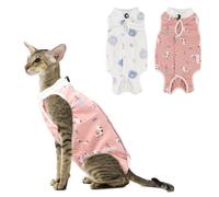 Combinaison de convalescence 2 pièces pour chat - Combinaison de convalescence chirurgicale respirante pour chat après une chirurgie - Cône alternatif de honte contre l'usure des plaies abdominales