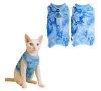 Combinaison de convalescence après chirurgie pour chat, respirante, anti-léchage, alternative au cône pour plaies abdominales ou maladies de la peau (bleu, taille L)