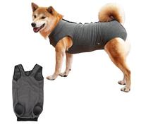 Combinaison de convalescence chirurgicale pour chien femelle, gris avec bouton, gilet respirant après chirurgie, protection anti-léchage des plaies pour animaux de compagnie de 4 à 9 kg