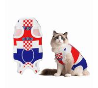 Combinaison de convalescence en coton doux avec drapeau de la République de Croatie pour chien - Combinaison chirurgicale pour éviter le léchage et le léchage - Noir