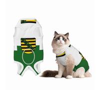 Combinaison de convalescence en coton doux avec drapeau de la Saxe pour chien - Combinaison de convalescence chirurgicale pour éviter le léchage - Noir