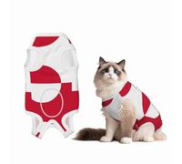 Combinaison de convalescence en coton doux avec drapeau du Groenland pour chien - Combinaison de convalescence chirurgicale pour éviter le léchage et éviter le léchage - Noir