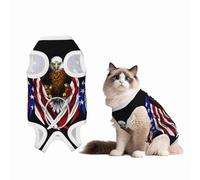 Combinaison de convalescence en coton doux pour chien Motif aigle patriotique des États-Unis Noir