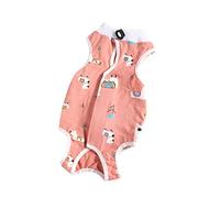 Combinaison de convalescence post-opératoire pour chien femelle, mâle, chat, gilet de léchage et laisse pour plaies abdominales (rose, taille S)