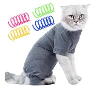 Combinaison de convalescence pour chat 1 pièce avec 4 jouets de printemps pour chat, combinaison de récupération de chirurgie pour chat, vêtements doux et respirants, combinaison de protection des