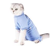 Combinaison de convalescence pour chat pour plaies abdominales, maladies de la peau après une chirurgie, gilet avec tissu modal extensible, fermeture rapide pratique à l'extérieur et léchage