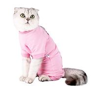 Combinaison de convalescence pour chat pour plaies abdominales, maladies de la peau après une chirurgie, gilet avec tissu modal extensible pour le cou et les membres, fermeture rapide pratique pour