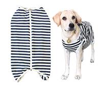 Combinaison de convalescence pour chien - Chemise post-chirurgie pour chien mâle, col électrique - Vêtements de protection alternatifs des plaies (bleu marine/blanc-XL)