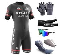 Combinaison de Cyclisme à Manches Courtes pour Homme，Cyclisme Body，Mens Pro Trifonction Manches Courtes Triathlon Racing Tri Suit，Rembourrage Premium spécifique à la compétition (TYP-6,XL)