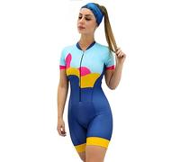 Combinaison de cyclisme pour femme 14 couleurs - Tenue de cycliste - Combinaison courte - Ensemble de vêtements de vélo - Costumes de triathlon - Bleu - XS à 3XL, 3, Small