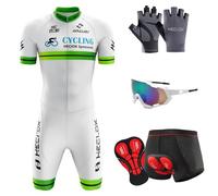 Combinaison de Cyclisme pour Homme, Tri-Costume d'une pièce, Jersey à vélo,Homme Pro Trifonction Jumpsuit Skinsuit＋Hommes Riding Lingerie Shorts 5D Gel de Remplissage