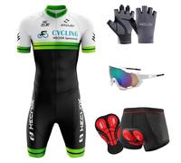 Combinaison de Cyclisme pour Homme, Tri-Costume d'une pièce, Jersey à vélo,Homme Pro Trifonction Jumpsuit Skinsuit＋Hommes Riding Lingerie Shorts 5D Gel de Remplissage