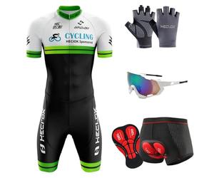 Combinaison de Cyclisme pour Homme, Tri-Costume d'une pièce, Jersey à vélo,Homme Pro Trifonction Jumpsuit Skinsuit＋Hommes Riding Lingerie Shorts 5D Gel de Remplissage