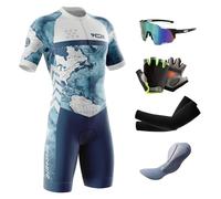 Combinaison de Cyclisme pour Homme -Triathlon Tri Costume - Combinaison de Triathlon à Manches Courtes pour entraînement à vélo, Course à Pied,Natation (Typ-11,M)