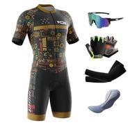 Combinaison de Cyclisme pour Homme -Triathlon Tri Costume - Combinaison de Triathlon à Manches Courtes pour entraînement à vélo, Course à Pied,Natation (Typ-12,M)