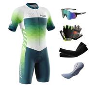 Combinaison de Cyclisme pour Homme -Triathlon Tri Costume - Combinaison de Triathlon à Manches Courtes pour entraînement à vélo, Course à Pied,Natation (Typ-10,M)