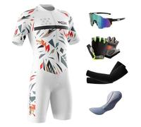 Combinaison de Cyclisme pour Homme -Triathlon Tri Costume - Combinaison de Triathlon à Manches Courtes pour entraînement à vélo, Course à Pied,Natation (Typ-1,M)