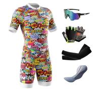 Combinaison de Cyclisme pour Homme -Triathlon Tri Costume - Combinaison de Triathlon à Manches Courtes pour entraînement à vélo, Course à Pied,Natation (Typ-6,M)