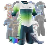 Combinaison de Cyclisme pour Homme -Triathlon Tri Costume - Respirante, à séchage Rapide - Combinaison de Triathlon à Manches Courtes pour entraînement à vélo (Typ-10,M)
