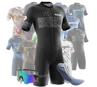 Combinaison de Cyclisme pour Homme -Triathlon Tri Costume - Respirante, à séchage Rapide - Combinaison de Triathlon à Manches Courtes pour entraînement à vélo (Typ-14,L)