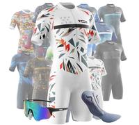 Combinaison de Cyclisme pour Homme -Triathlon Tri Costume - Respirante, à séchage Rapide - Combinaison de Triathlon à Manches Courtes pour entraînement à vélo (Typ-1,M)