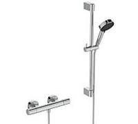 Combinaison de douche Ideal Standard Ceratherm T 25N Eco A8537AA avec thermostat de douche, barre de douche 60 cm, douchette à main 2 fonctions, 6 l, chromé