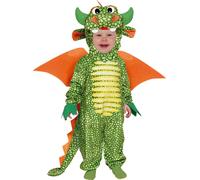 Combinaison de dragon animal Enfants Moyen Age Ailes Queue Capuche Carnaval Aventure Jeu de Rôle Fantaisie Tenue Costume Fête, Taille : 74/80 Couleur : Vert
