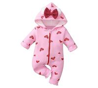 Combinaison de jeu unisexe pour bébé avec capuche et nœud, manches longues, fermeture éclair et nœud, a, 3-6 mois