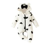 Combinaison de jeu unisexe pour bébé avec capuche et nœud, manches longues, fermeture éclair et nœud, Noir , 0-3 mois