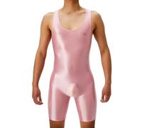 Combinaison de lutte intégrale pour homme, justaucorps athlétique sans manches encolure U brillante, combinaisons de musculation extensibles, combinaisons décontractées moulantes unies l’entraînement