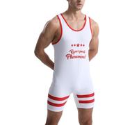 Combinaison de Lutte pour Hommes, vêtements de Sport serrés, Une pièce, sans Manches, entraînement, Gym, haltérophilie Blanc Rouge L