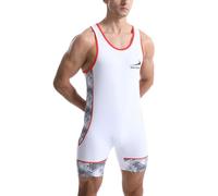 Combinaison de Lutte pour Hommes, vêtements de Sport serrés, Une pièce, sans Manches, entraînement, Gym, haltérophilie Blanc Noir M