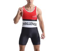 Combinaison de Lutte pour Hommes, vêtements de Sport serrés, Une pièce, sans Manches, entraînement, Gym, haltérophilie Rouge Blanc Noir S