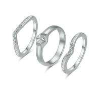 Combinaison de luxe léger à la mode en trois pièces empilé bague en acier titane, bijoux à la main élégants pour dames