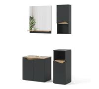 Combinaison de meubles de salle de bain Marelle, 4 pièces, Anthracite, Chêne Artisan, Vicco
