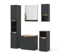 Combinaison de meubles de salle de bain Marelle, 5 pièces, Anthracite, Chêne Artisan, Vicco