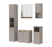 Combinaison de meubles de salle de bain Marelle, 5 pièces, Grège, Chêne Artisan, Vicco