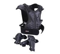 Combinaison de moto 5 pièces améliorée pour enfants - Protection légère au niveau de la poitrine, du dos, des coudes, des genoux, pour motocross, BMX, vélo tout-terrain, sports de plein air (noir, M)